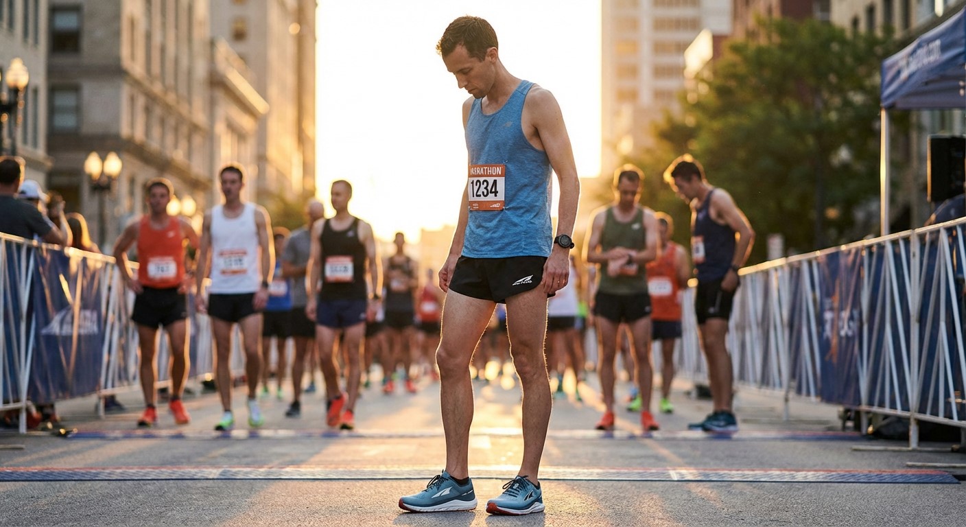 Бегуны на старте марафона Бегуны на старте марафона