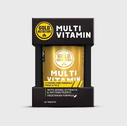 Банка с мультивитаминами производства GOLD NUTRITION.