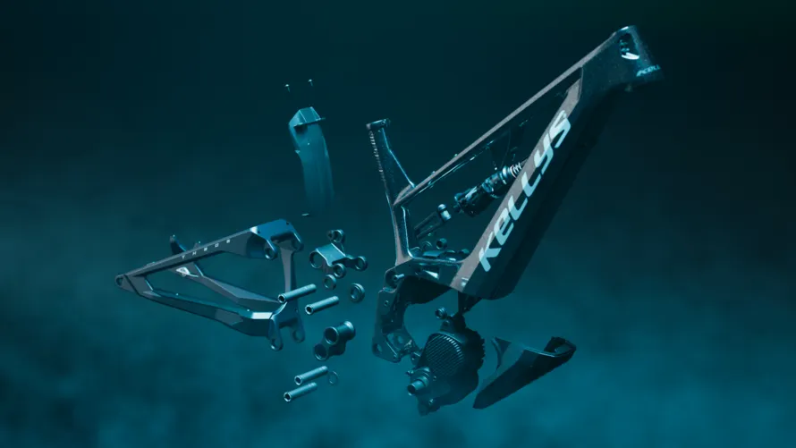 Рама электровелосипеда KELLYS THEOS F100 в разобранном состоянии.