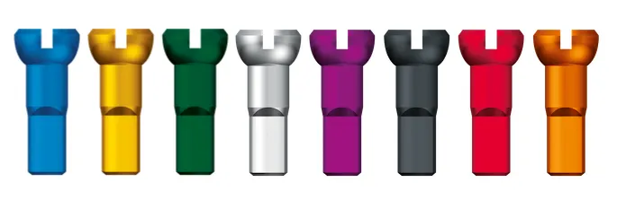 Алюминиевые ниппели разнообразных цветов производства компании Sapim.