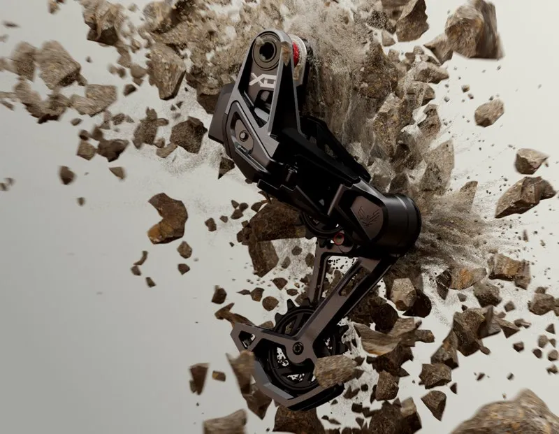 Задний переключатель скоростей велосипеда компании SRAM.